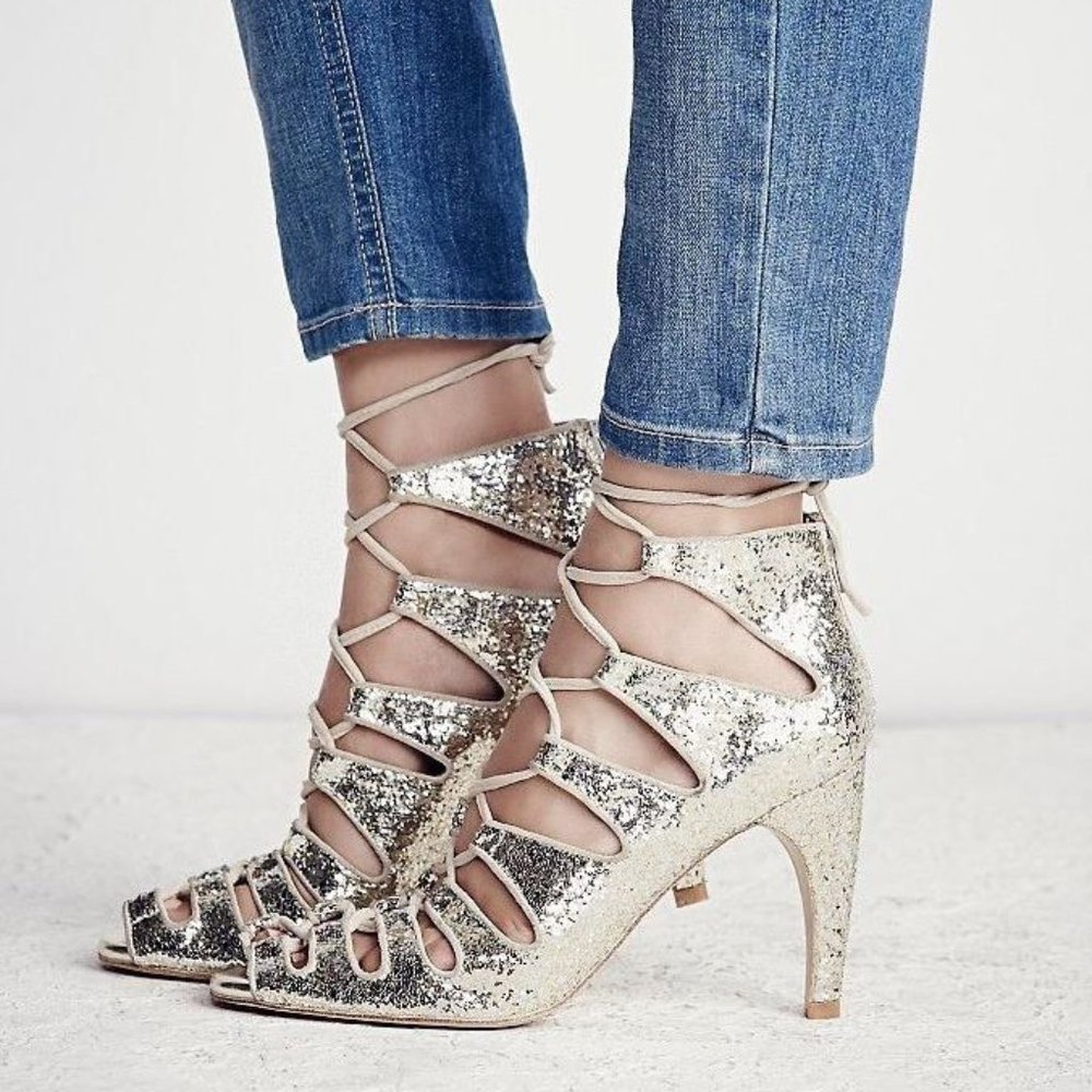 Jeffrey Campbell Lace Up Glitter Heel